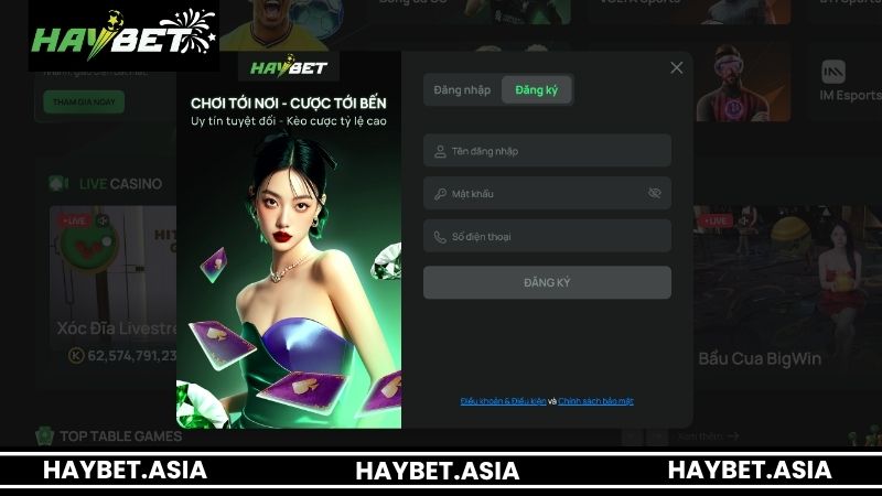 Hướng dẫn các bước đăng ký tại HAYBET